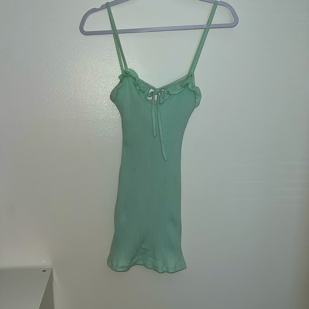 Superdown Light Blue Mini Front Ruffle Dress - image 1